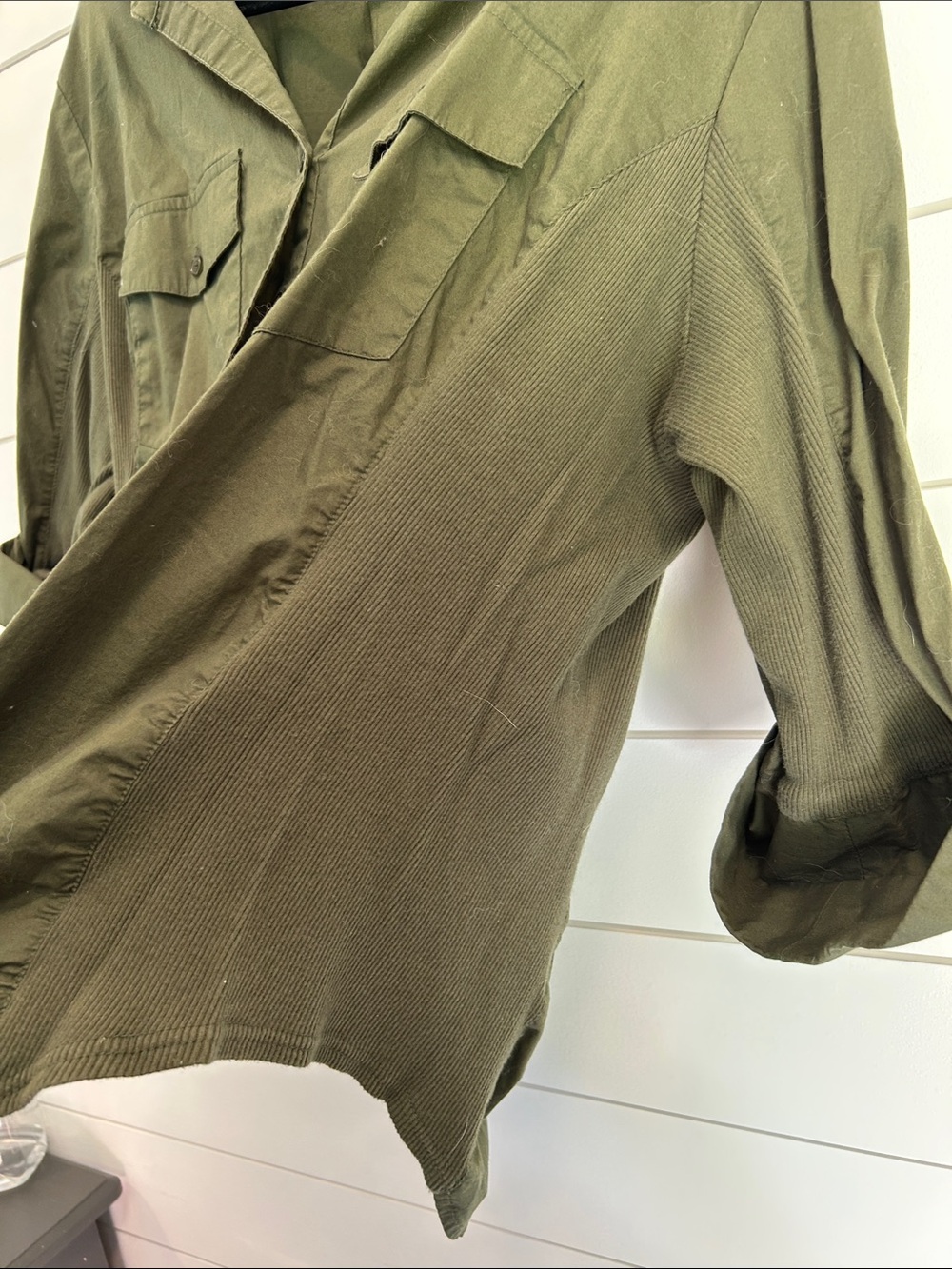 Olive Button-Down Roll-Sleeve Shirt - Women - Picture 3 of 3